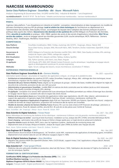 Aperçu de la première page du CV